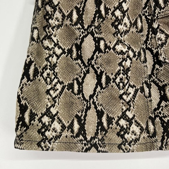 Topshop Skirt Snake Print Denim Mini Utility Pocket Brown Black - Picture 12 of 12
